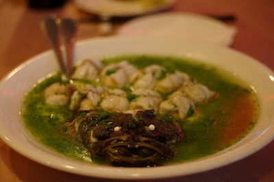 Close-up of soup in bowl