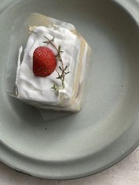 High angle view of dessert in plate