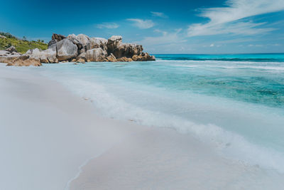 Scenic view of beach against sky