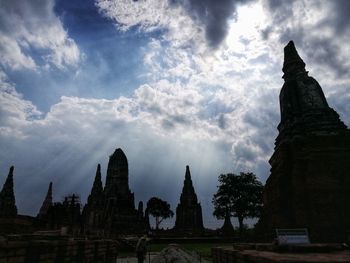 Panoramic view of temple building against sky