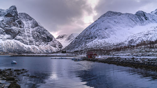 Senja island in winter in ersfjord