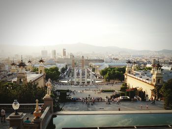 High angle view of buildings in city