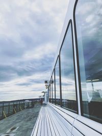 Empty benches on ship