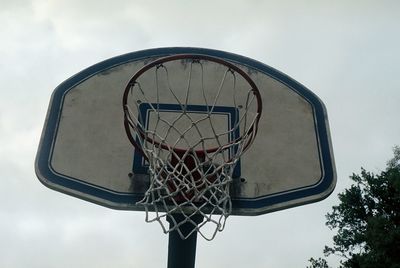 Low angle view of basketball hoop against sky