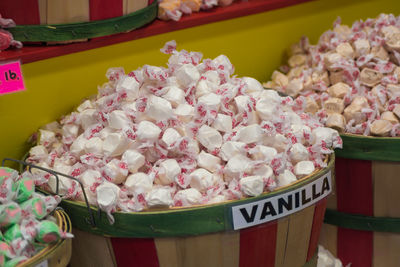 Vanilla candies for sale in store