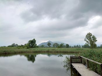 Scenic view of lake against sky