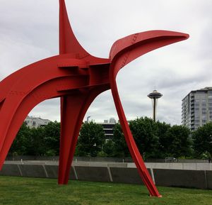 Red structure against sky