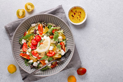 Directly above shot of fruits served in bowl