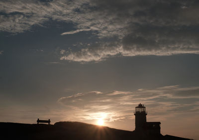 Low angle view of silhouette building against sky during sunset