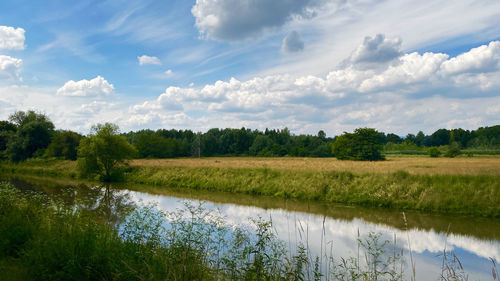 Scenic view of lake against sky