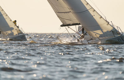 Boat sailing in sea