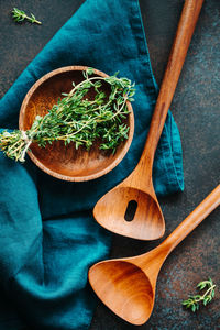 High angle view of food on cutting board