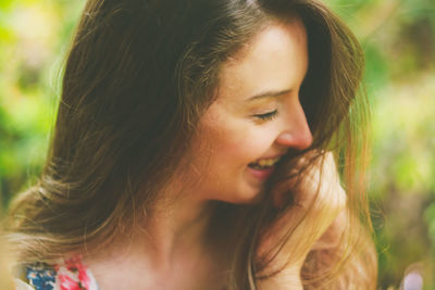 Close-up of happy young woman