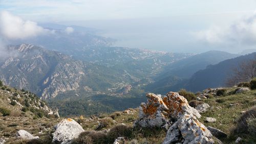 Scenic view of mountains against sky