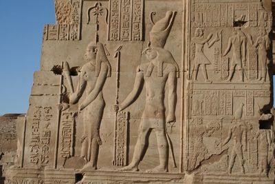 Carvings on ancient egyptian temple