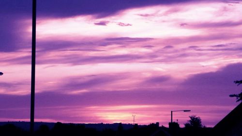 Low angle view of cloudy sky at sunset