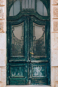 Closed door of old building