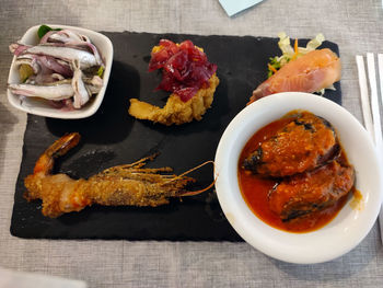 Close-up of food in plate on table