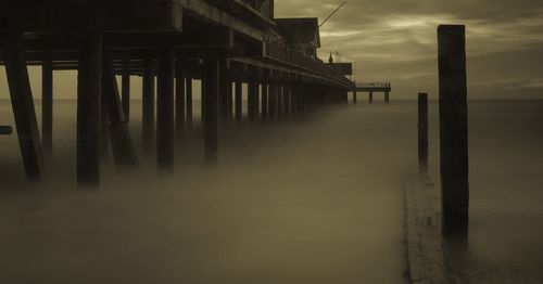 Wooden pier at sunset