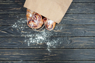 High angle view of food on table