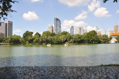 River by city against sky