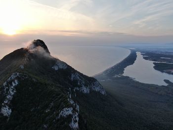 Scenic view of sea against sky during sunset