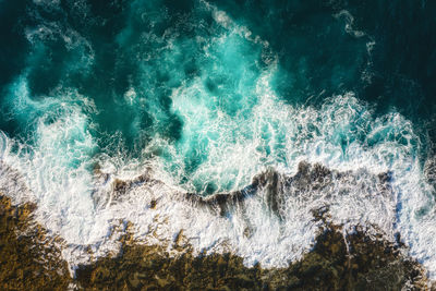 High angle view of sea waves