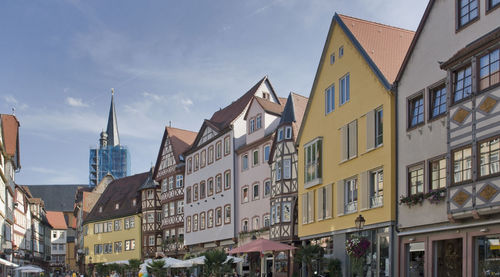 Low angle view of buildings in city