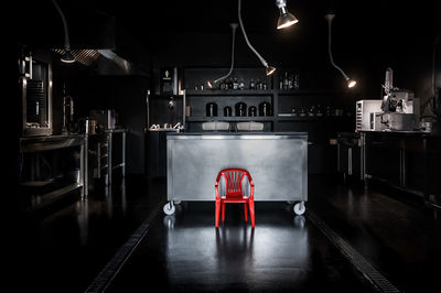 Interior of illuminated restaurant