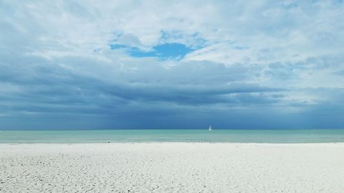 Scenic view of sea against cloudy sky