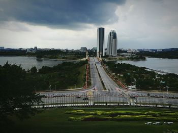 View of river against cloudy sky