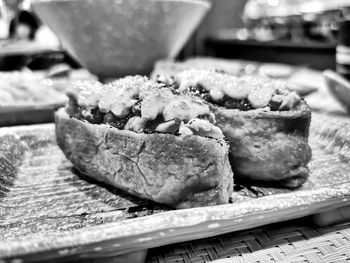 Close-up of food on table