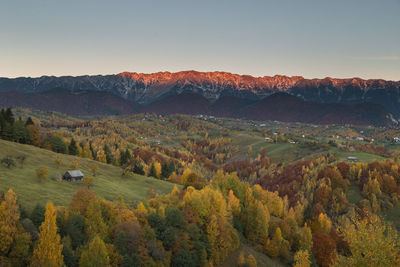 Scenic view of landscape against clear sky