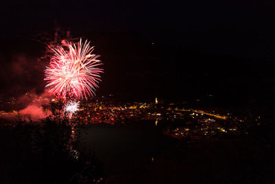 Firework display at night