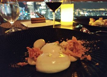 Close-up of served food in plate