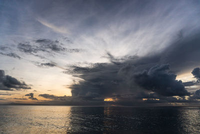 Scenic view of sea against sky at sunset