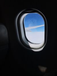 Sky seen through airplane window