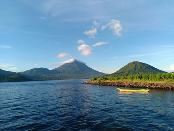 Scenic view of lake against sky