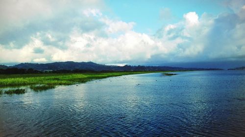 Panoramic view of lake against sky