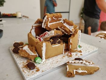 Close-up of cake on table