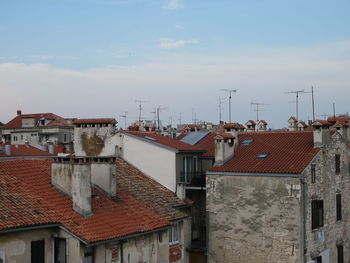 High angle view of townscape against sky