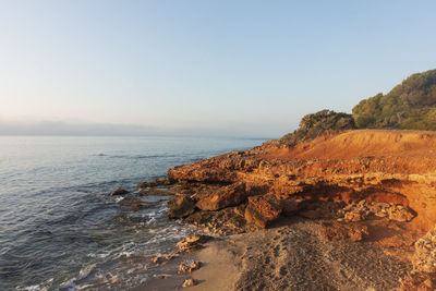 Scenic view of sea against clear sky