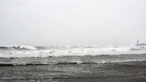 Scenic view of sea against clear sky