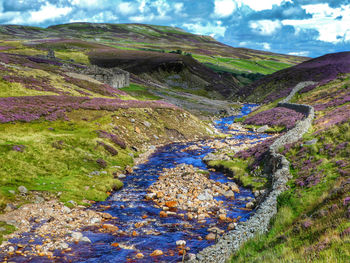 Scenic view of land against sky