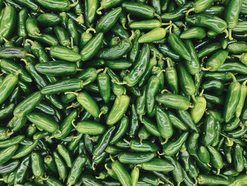 Full frame shot of green chili peppers