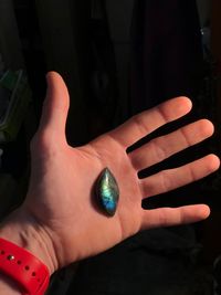 Close-up of woman hand on finger