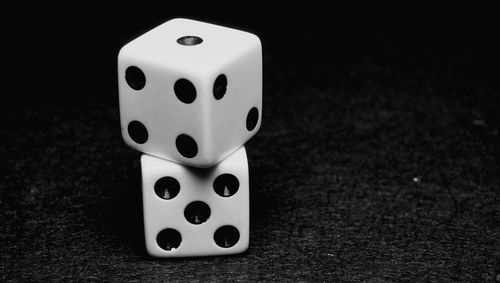 High angle view of dice on table