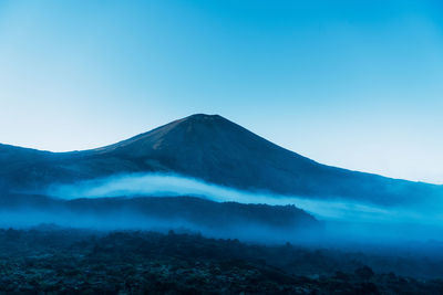 Aerial view of volcanic landscape against sky