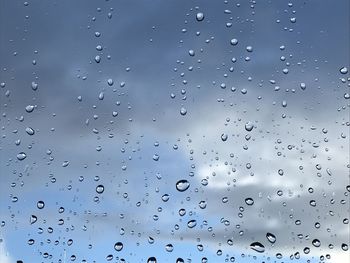 Full frame shot of water drops on window