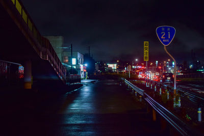 View of illuminated city at night